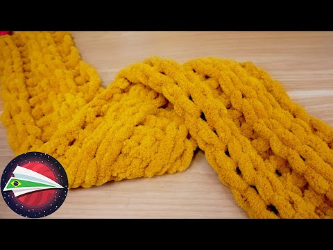 Cachecol sem Crochê & Tricot | Cachecol de padrão duplicado de lã Puffy