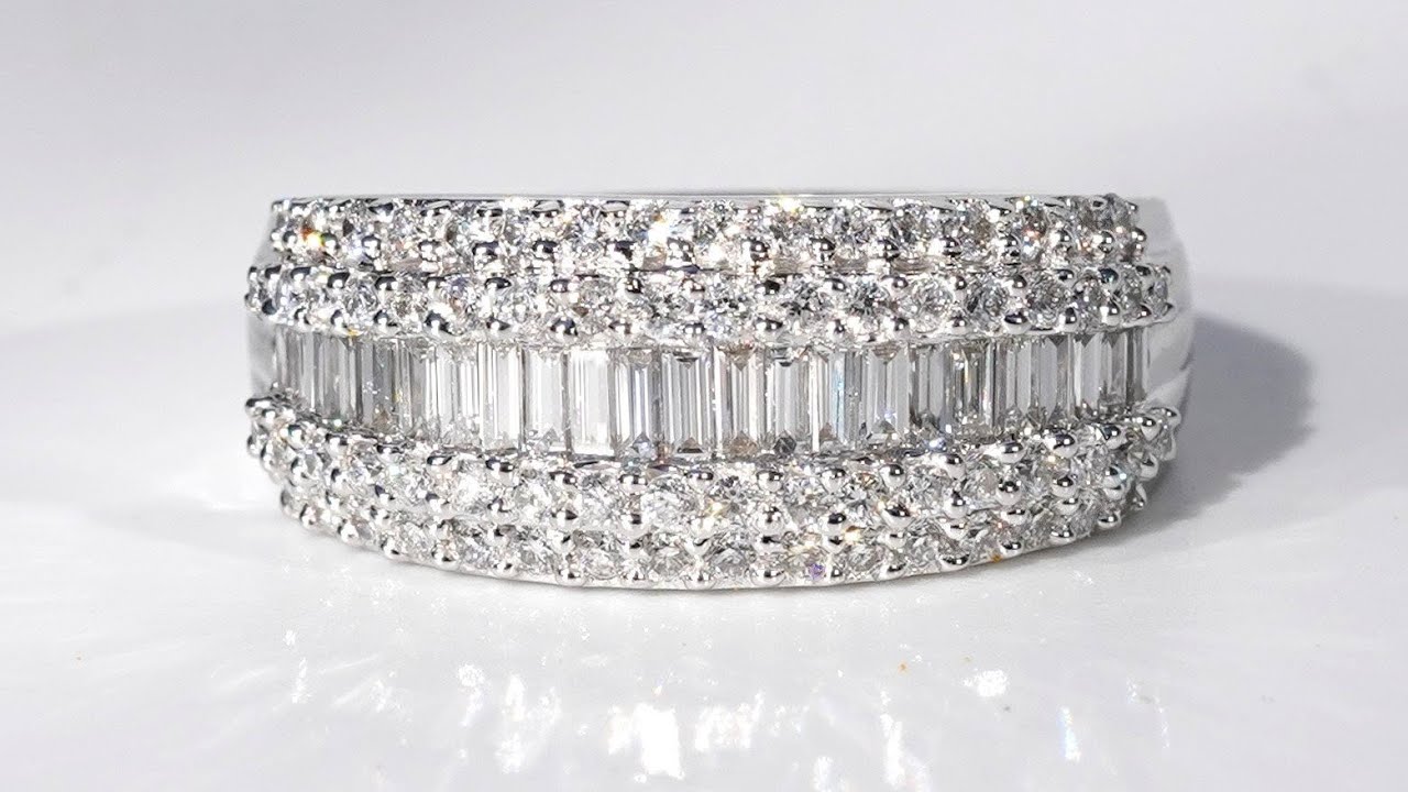 Certified Vintage Estate White Diamond Anniversary Ring 1.25 carat 18k ...