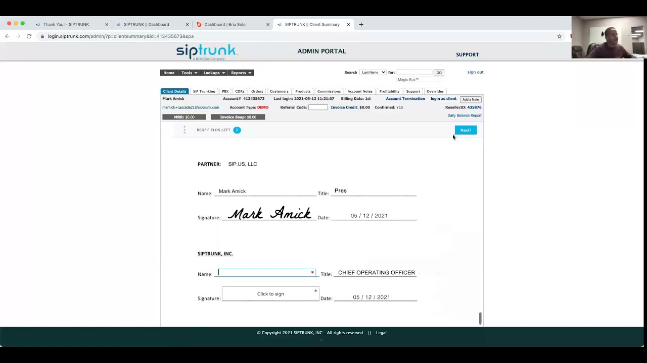 SIPTRUNK Portal Demo