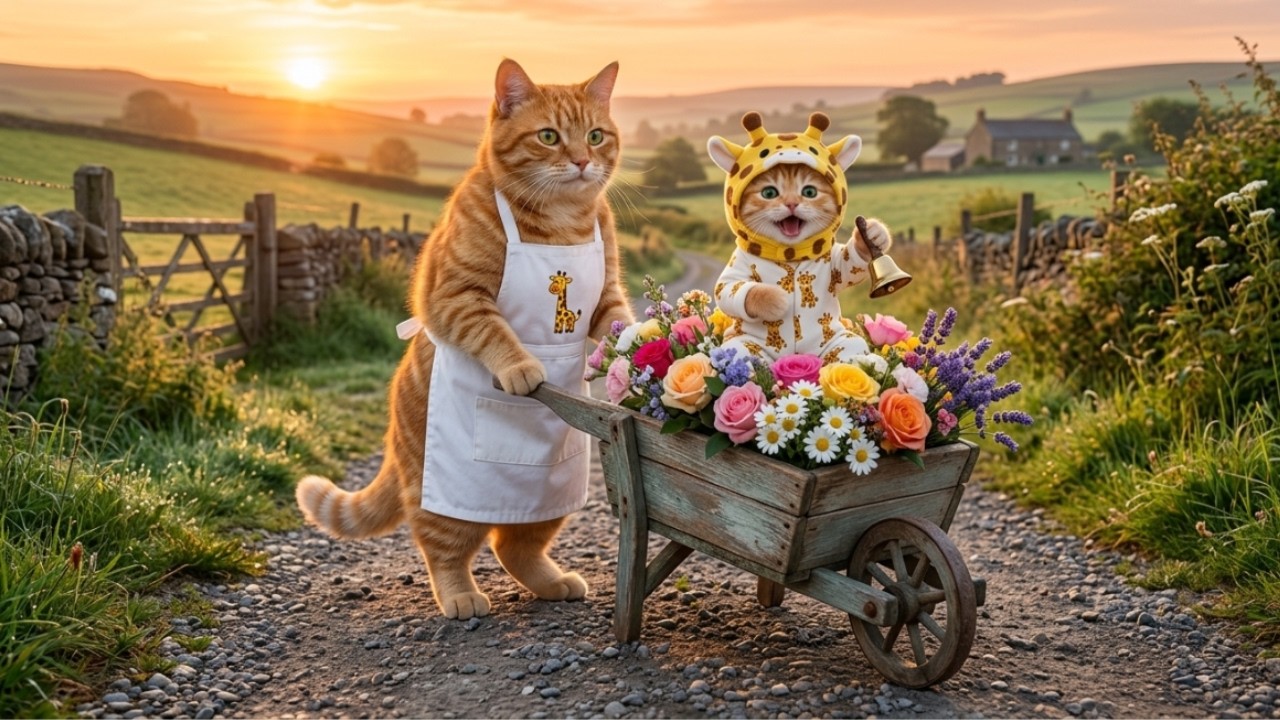 Ginger Helps Mama Cat Harvest Flowers for a Special Mother's Day Surprise 🌷 ✨