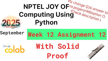 NPTEL The Joy of Computing using Python  week 12 quiz assignment answers with proof of each answer