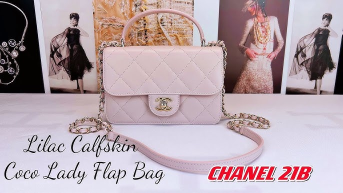 CHANEL 21B Dark Pink Calf Skin Coco Lady Small Top Handle Flap Bag