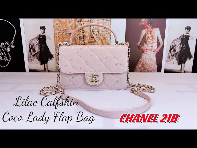 CHANEL 21B Dark Pink Calf Skin Coco Lady Small Top Handle Flap Bag