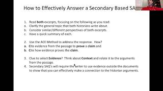 Skills Session: Doing the Secondary Based SAQ APUSH