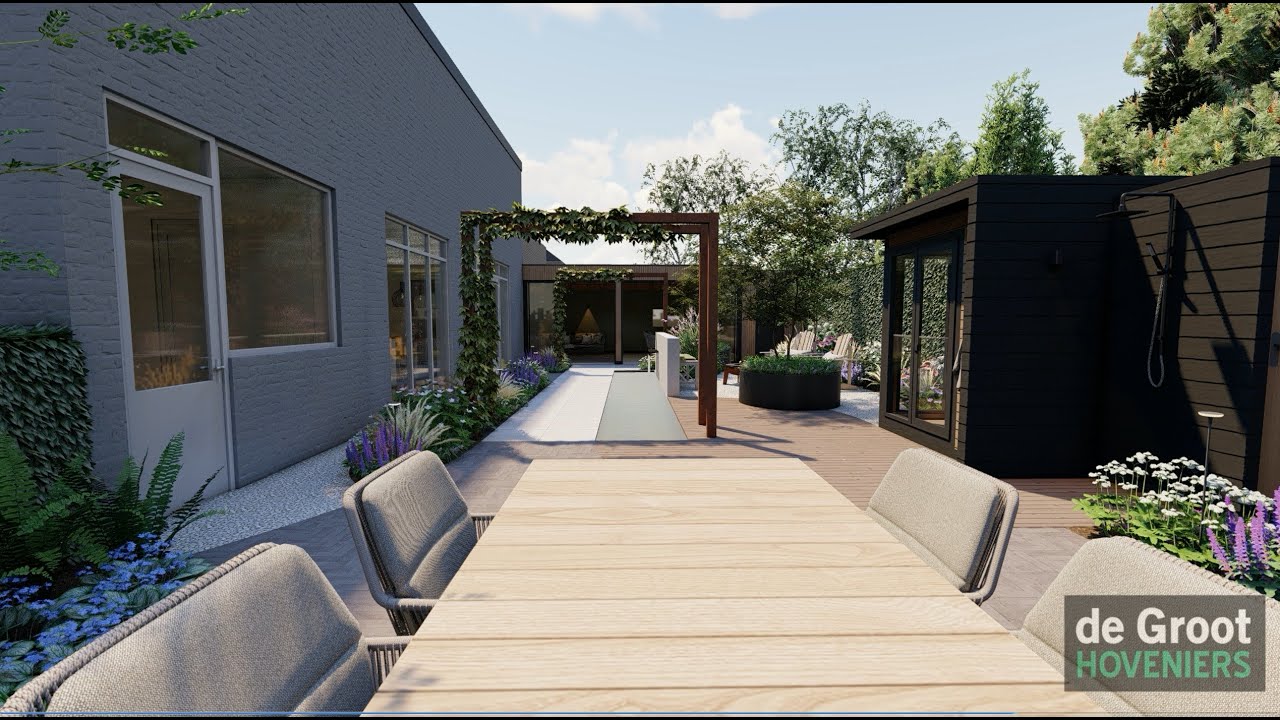 16333 | De Groot Hoveniers | 3D Ontwerp | Tuin -en woonhuis renovatie met diversen elementen | Dag