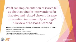Implementation Research and Equitable Interventions for Diabetes and Chronic Disease Prevention
