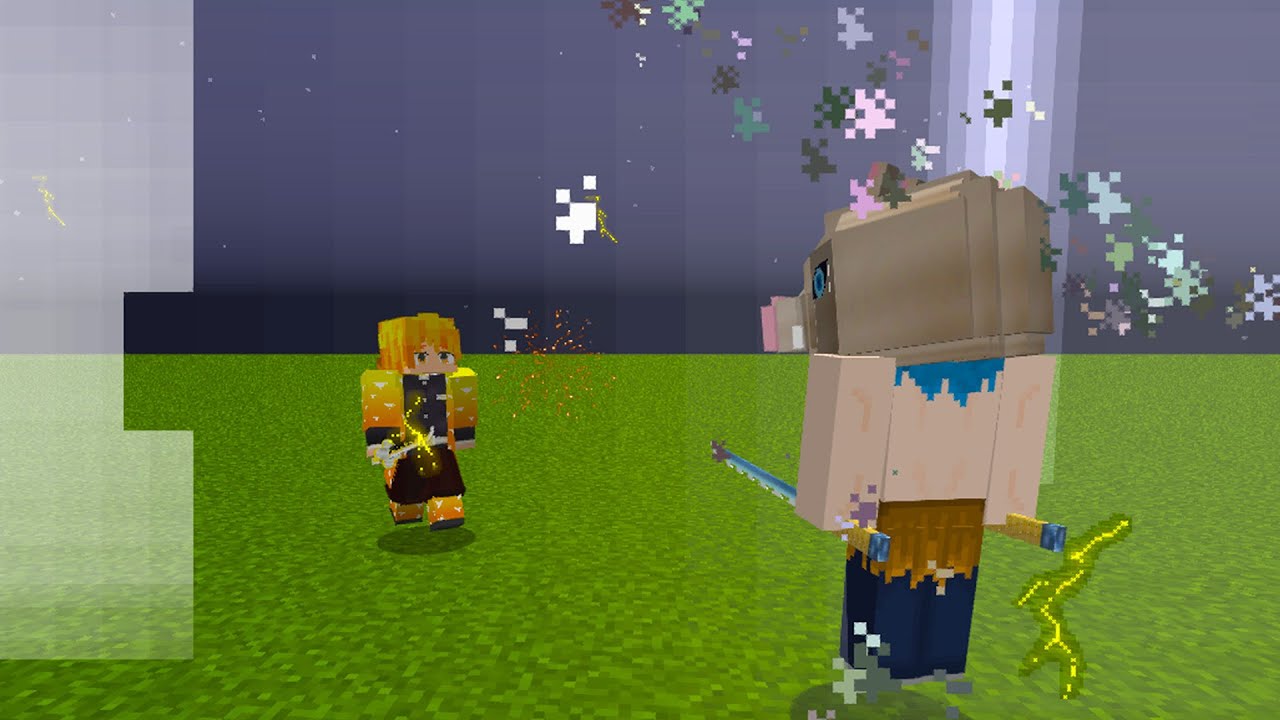 Zenitsu VS Inosuke [Minecraft Mod Demon Slayer] - YouTube