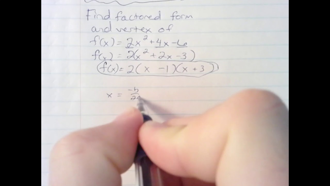 Find Factored Form And Vertex Of F X 2x 2 4x 6 Youtube