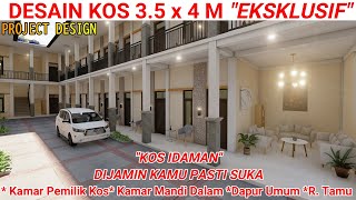 DESAIN KOS 3,5 X 4 M 2 LANTAI 'EKSKLUSIF' MINIMALIS || R. Tamu, Kamar Mandi Dalam, Dapur Umum.