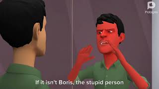 Evil John sends Boris to prison using his Plotagon Logic/Grounded