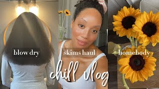 CHILL VLOG ♡ BLOW DRYING MY HAIR (SALON PREP) + SKIMS HAUL