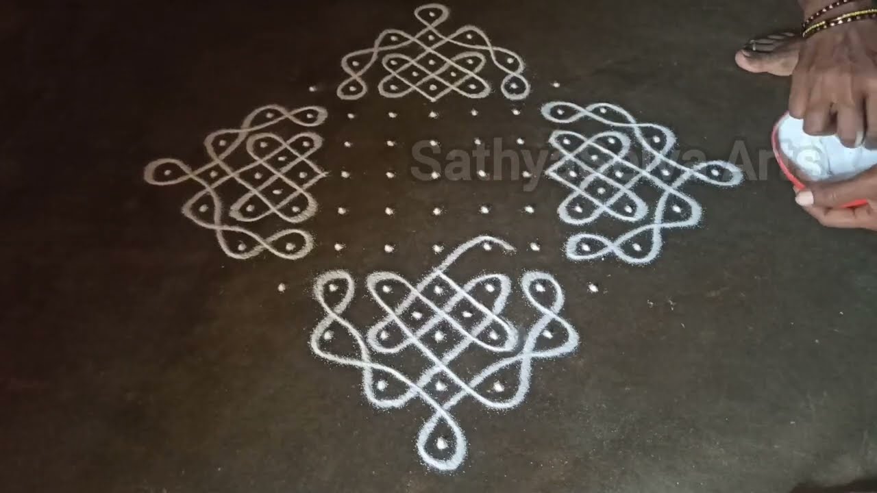 13 x 1 dots easy beautiful sikku kolam | elegant kambi kolam | SathyaSelva Arts