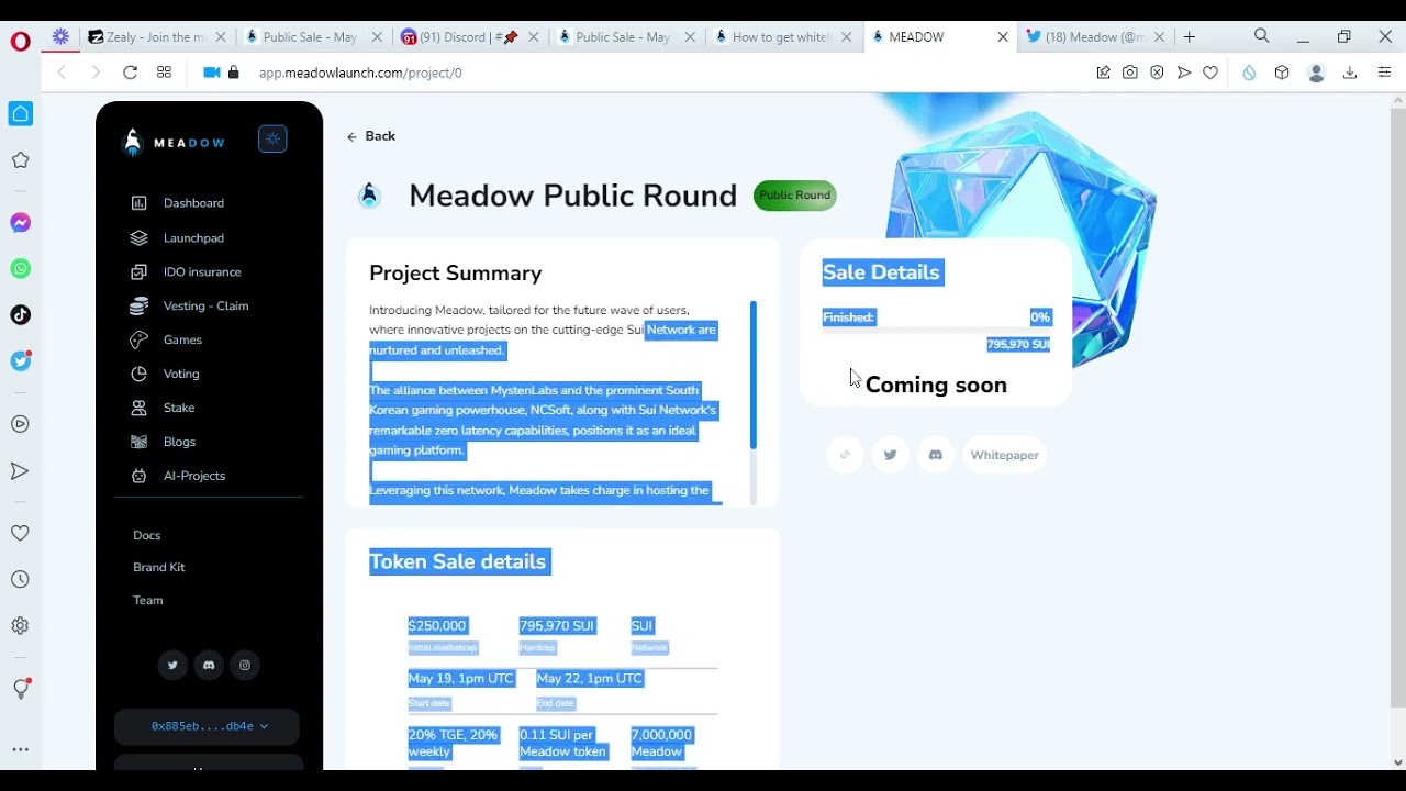 Best projects in SUI - Meadow Launch (Chance for 108,000$ Airdrop)