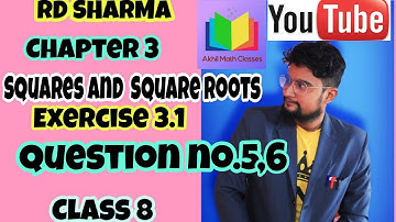 RD SHARMA||Exercise 3.1|| Question no.5(All)|| Squares and Square Root||Ch-3|| Class 8
