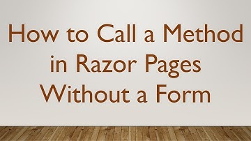 How to Call a Method in Razor Pages Without a Form