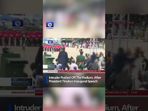 Intruder Pushed Off The Podium After President Tinubu's Inaugural Speech