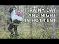 Rainy overnight in hot tent testing my new DIY backpack