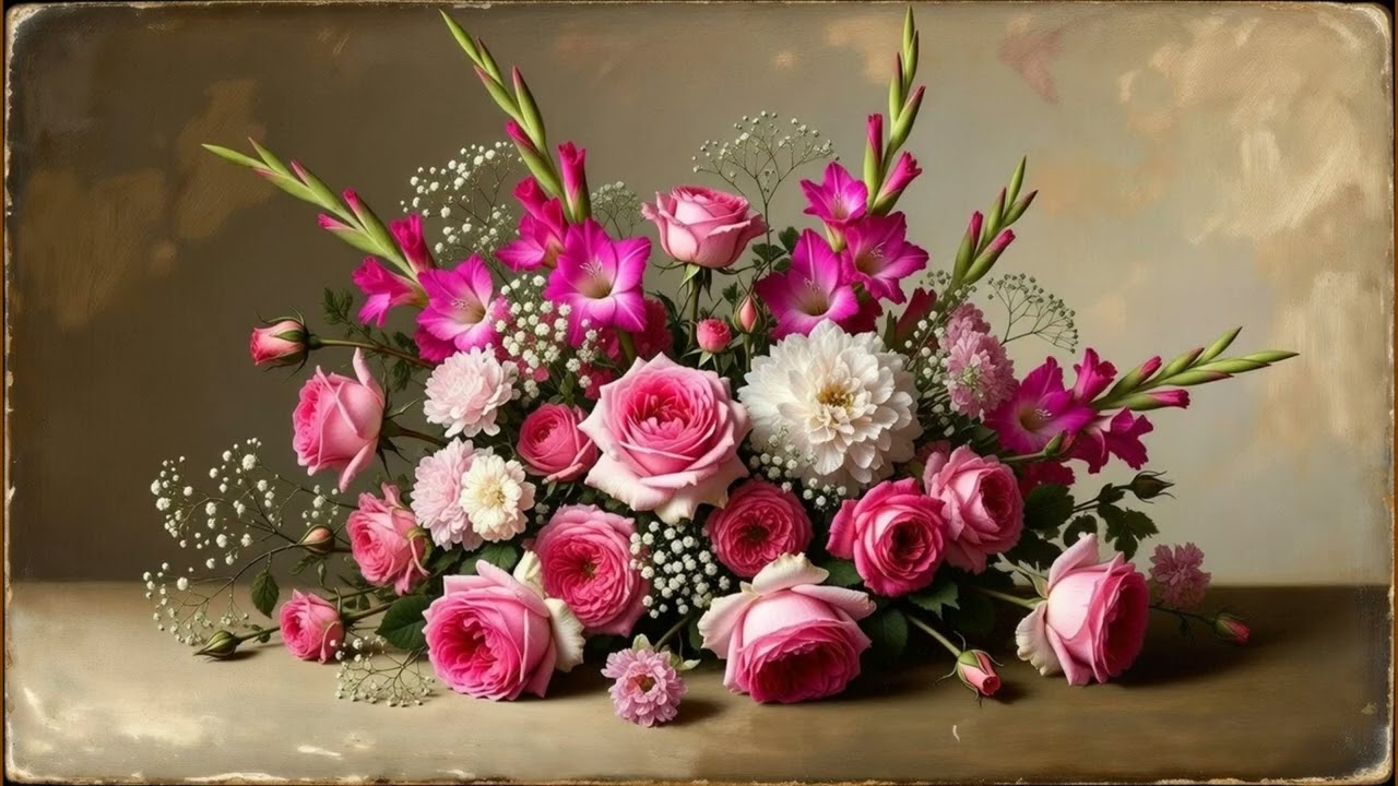 Pink centerpiece for dinner ambiance - TV Art テーブルの上のピンクの花