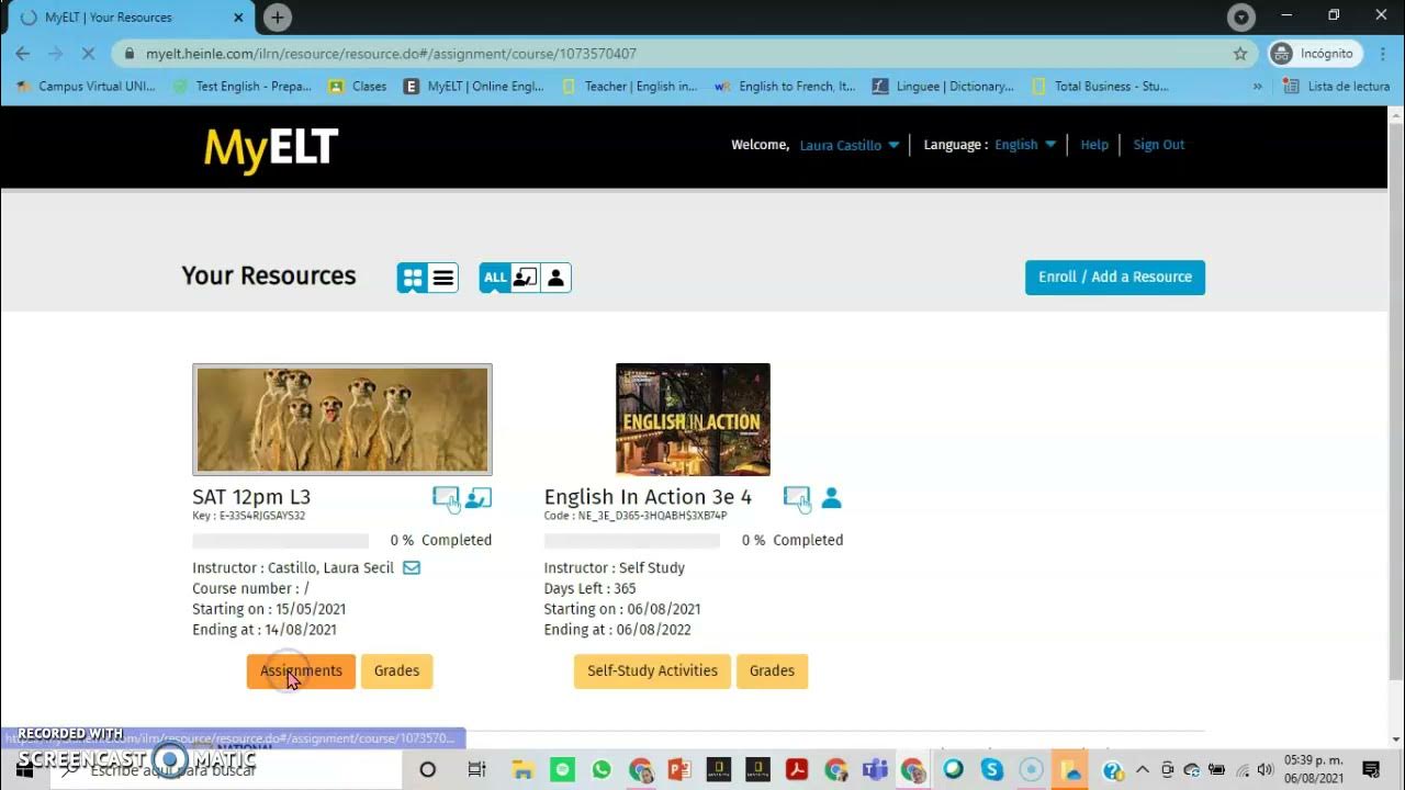 Creación de cuenta en MyELT YouTube