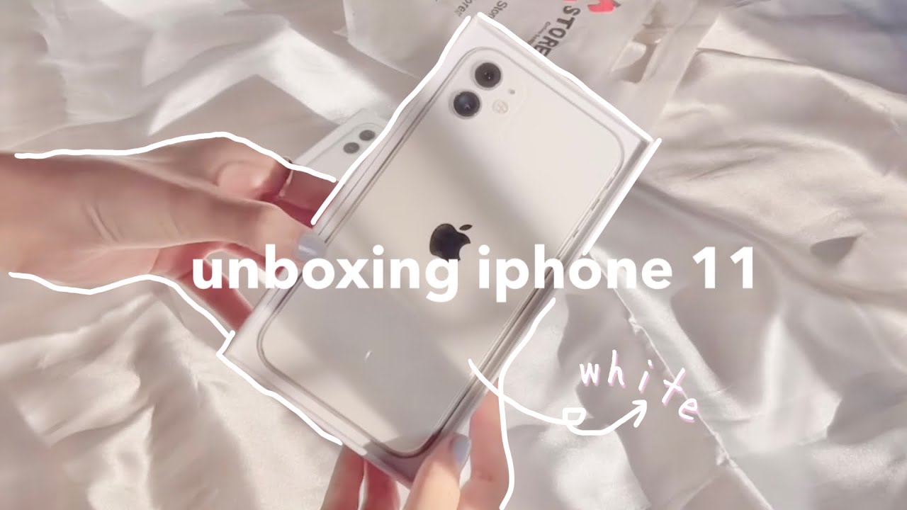 iphone 11 unboxing 2022 🌸 white, plus cute case