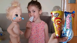 Baby Alive Dondurma İstedi Eylül Algida Twister Dondurmasını Vermedi Baby Alive Çok Ağladı | fun kid