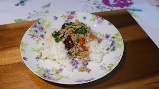 KwanniE's 6 Minute Pad Gaprao Moo Sab-Cook Along in Real Time-Description for Ingredients-Low Carb