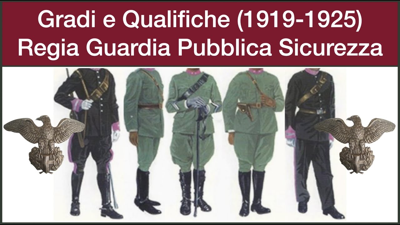 Gradi e Qualifiche Corpo della Regia Guardia per la Pubblica Sicurezza (1919-1925)