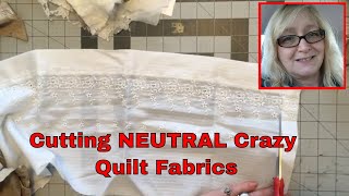 Let's Make a Crazy Quilt Pt 14 ~ Cutting Neutral Fabrics w Chat ~ DancesWithPitBulls ~
