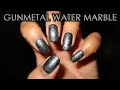 Gunmetal Water Marble | 12 Days of Christmas Nail Art | DIY Tutorial