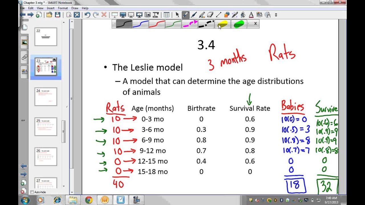 Leslie model for population growth YouTube