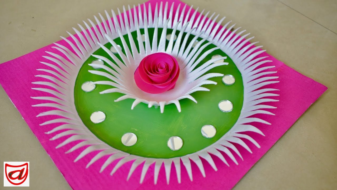 Wall Hanging flower from Disposable plates | Waste material craft - Episode 54