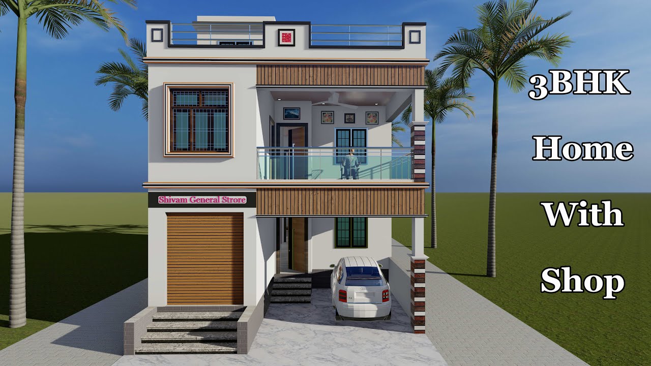 3Bhk House Design With one Shop I First floor Home Plan  I Ghar ka Design I Beautiful House Plan   ​