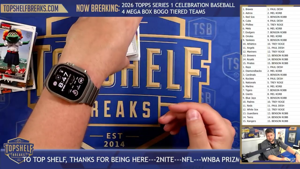 2026 Topps Series 1 Celebrations Baseball 4 Mega Box BOGO Tiered Teams | Top Shelf Breaks | 4/8/26