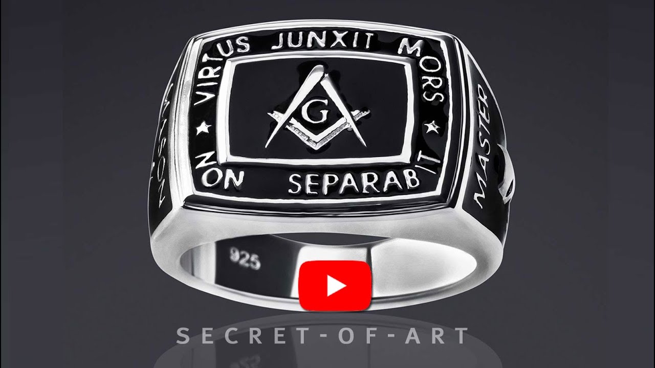 Masonic Ring Freemason Master Mason Silver 925 Sterling Virtus Junxit Skull