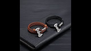 Vikings Axe Leather Bracelet