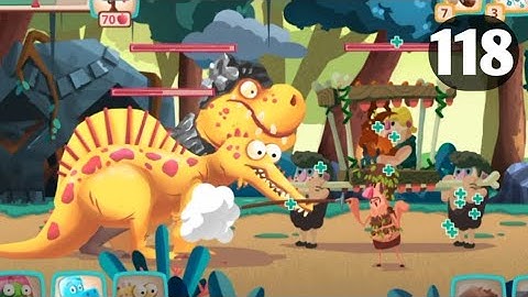 Dino Bash level 118 (New caveman) Android walk-through Gameplay...!