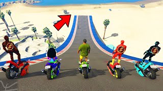 Franklin & Avengers Ultimate Bike Ramp Challenge With All Flash in GTA 5