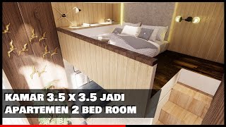 Download lagu Desain kamar Tempat Tidur Tingkat jadi Apartemen 2 Bedroom