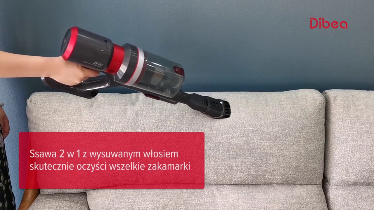 DIBEA F20MAX - pionowy odkurzacz bezprzewodowy o sile ssącej 25.000 Pa!! - YouTube