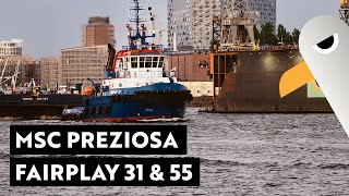 MSC PREZIOSA Sail Away 🚢 Fairplay 31 & 55 schleppen Hafengeburtstags-Ponton