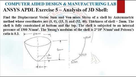 Exercise 5 – Analysis of 3D Shell using ANSYS Mechanical APDL Software