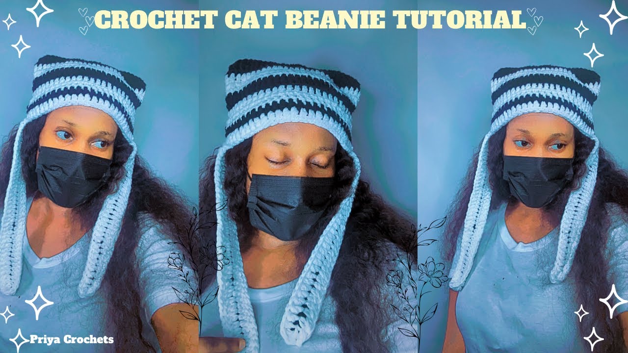 How to Crochet a Cat Beanie with Ear flaps for Beginners Inspired by K