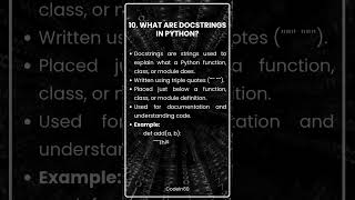 10. What are docstrings in python? #python #ai