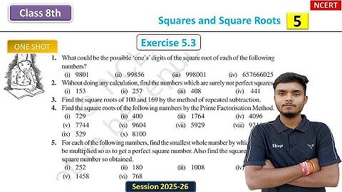 class 8th maths | chapter 5 squares and square roots | Exercise 5.3 | Q6 TO Q10 #ncert #maths