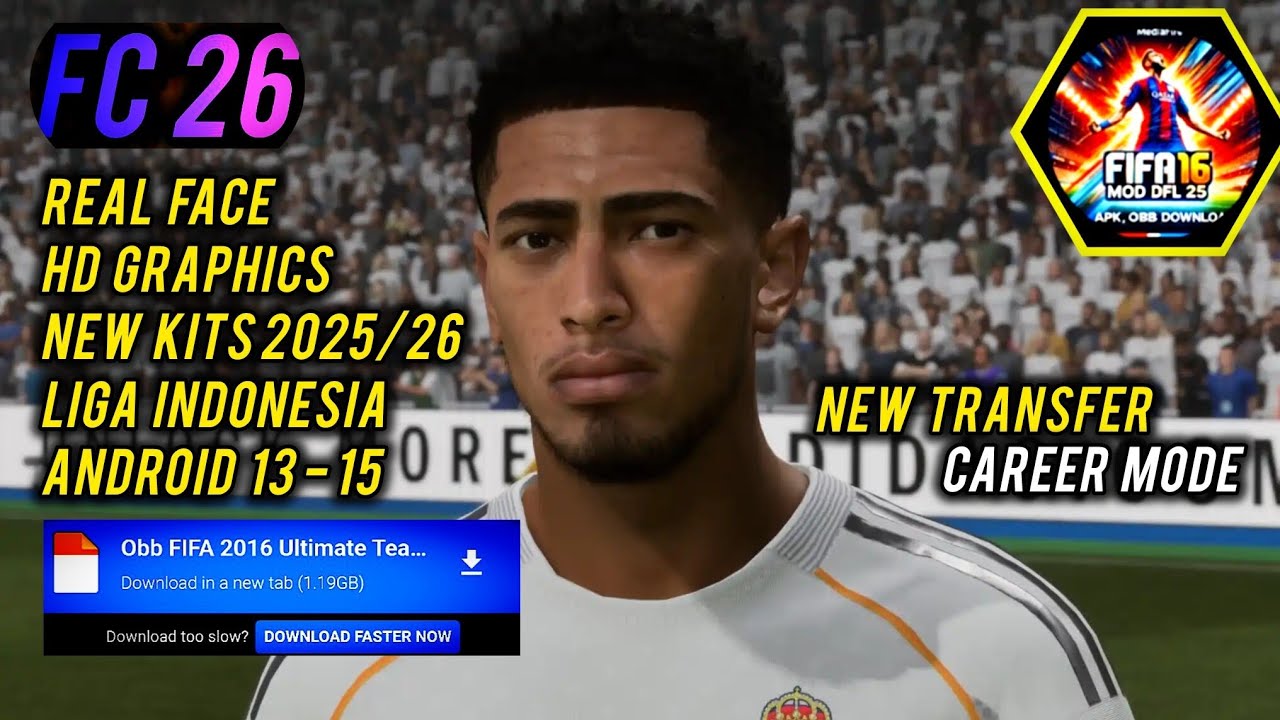 NEW UPDATE 2025! FIFA 16 MOD FC 26 Android Offline Grafik HD, Career Mode, Kits 25/26 & Transfer
