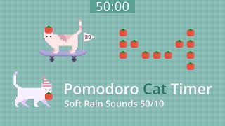 Pomodoro Cat Timer 50/10 | Focus mode  | Animation x Soft rain sounds ♡