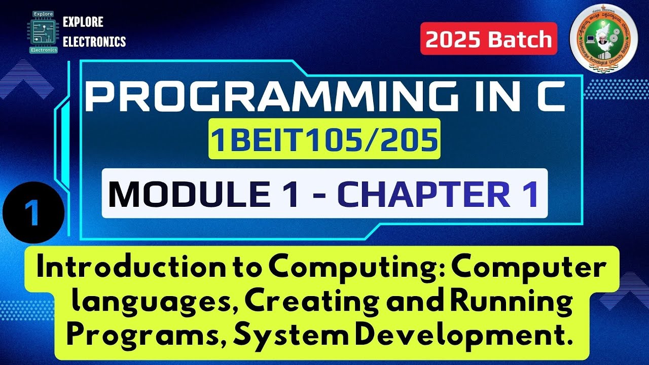 Module 1 Chapter 1 Programming in C | 1BEIT105/205 #vtu - YouTube