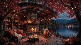 Unwind to Cozy Fall Forest Porch Ambience 🍂 | Soft Piano Music & Warm Fireplace Ambience screenshot 4