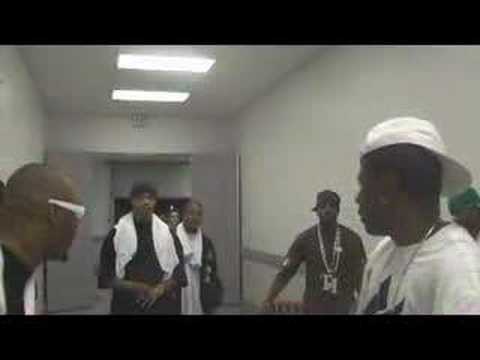 Jibbs kicks a freestyle with Fabo and Chamillionaire backstage at AOL Live's Jibbs Super Street 16